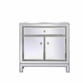Elegant Decor 29 in. Modern Mirrored Cabinet - Antique Silver MF71034S